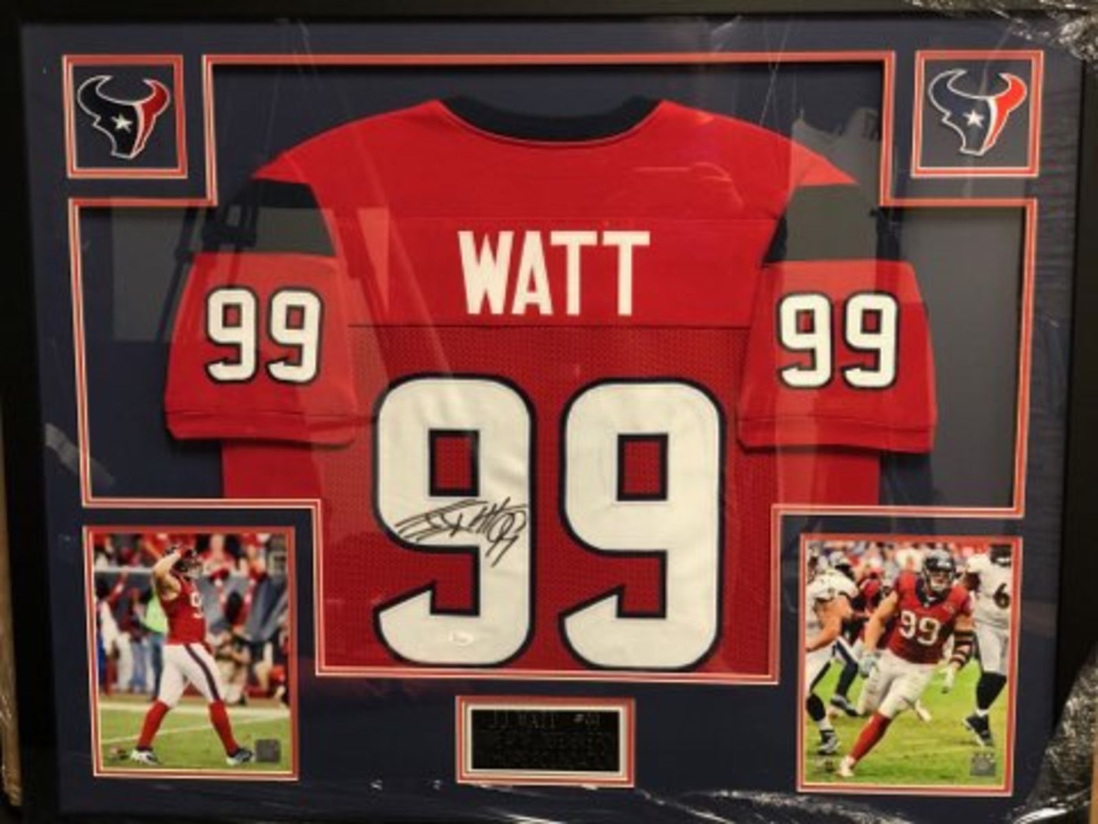 jj watt signed jersey framed