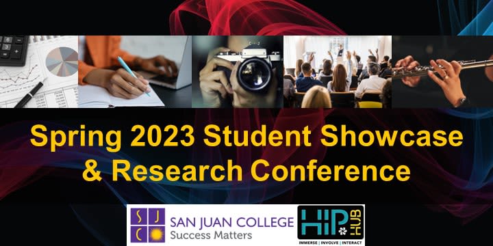 San Juan College Spring 2023 Student Showcase & Research Conference event logo