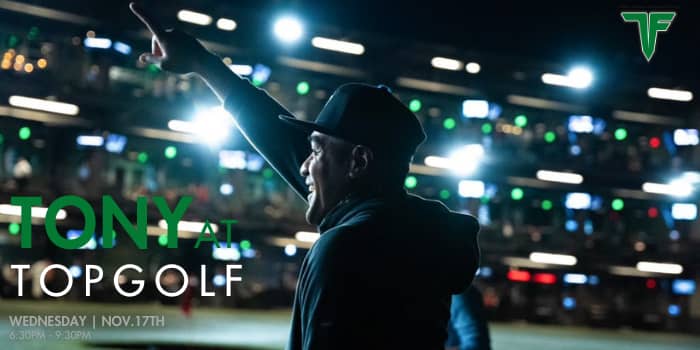 Tony at Topgolf event logo