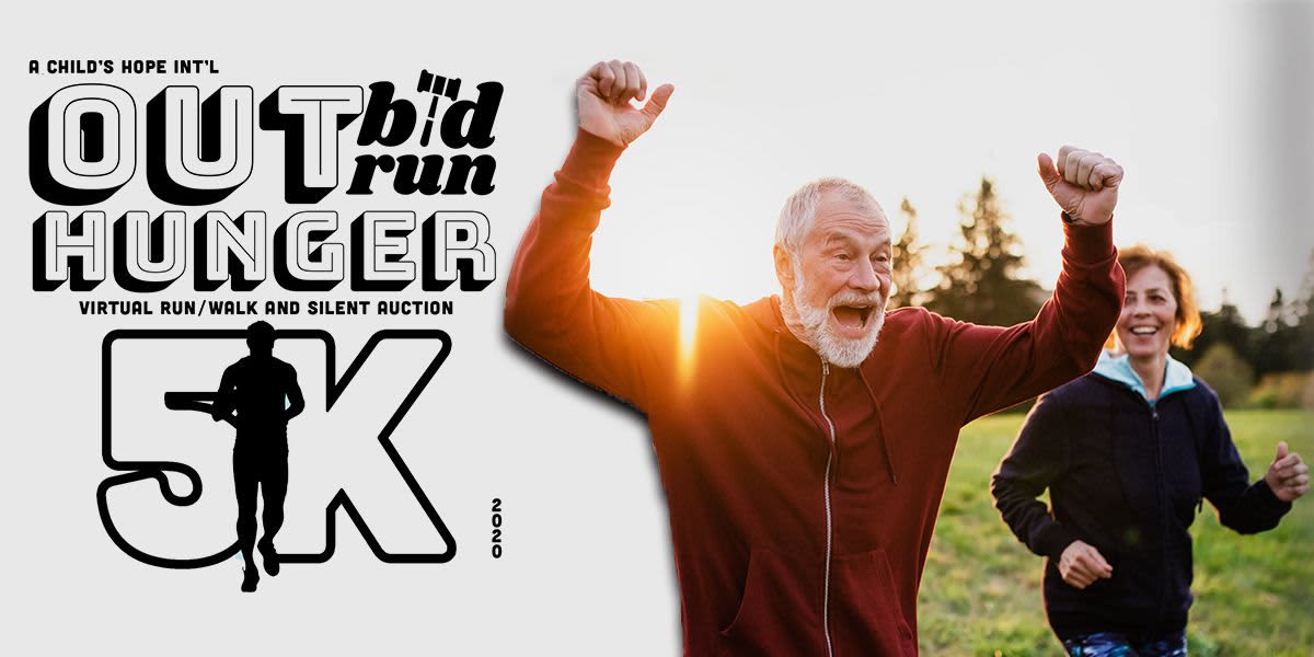 "OUTBID, OUTRUN HUNGER" Virtual 5k Run/Walk event logo