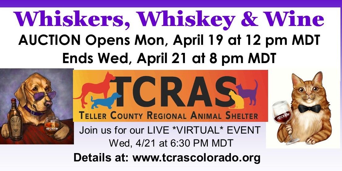 Whiskers, Whiskey and Wine 2021 event logo