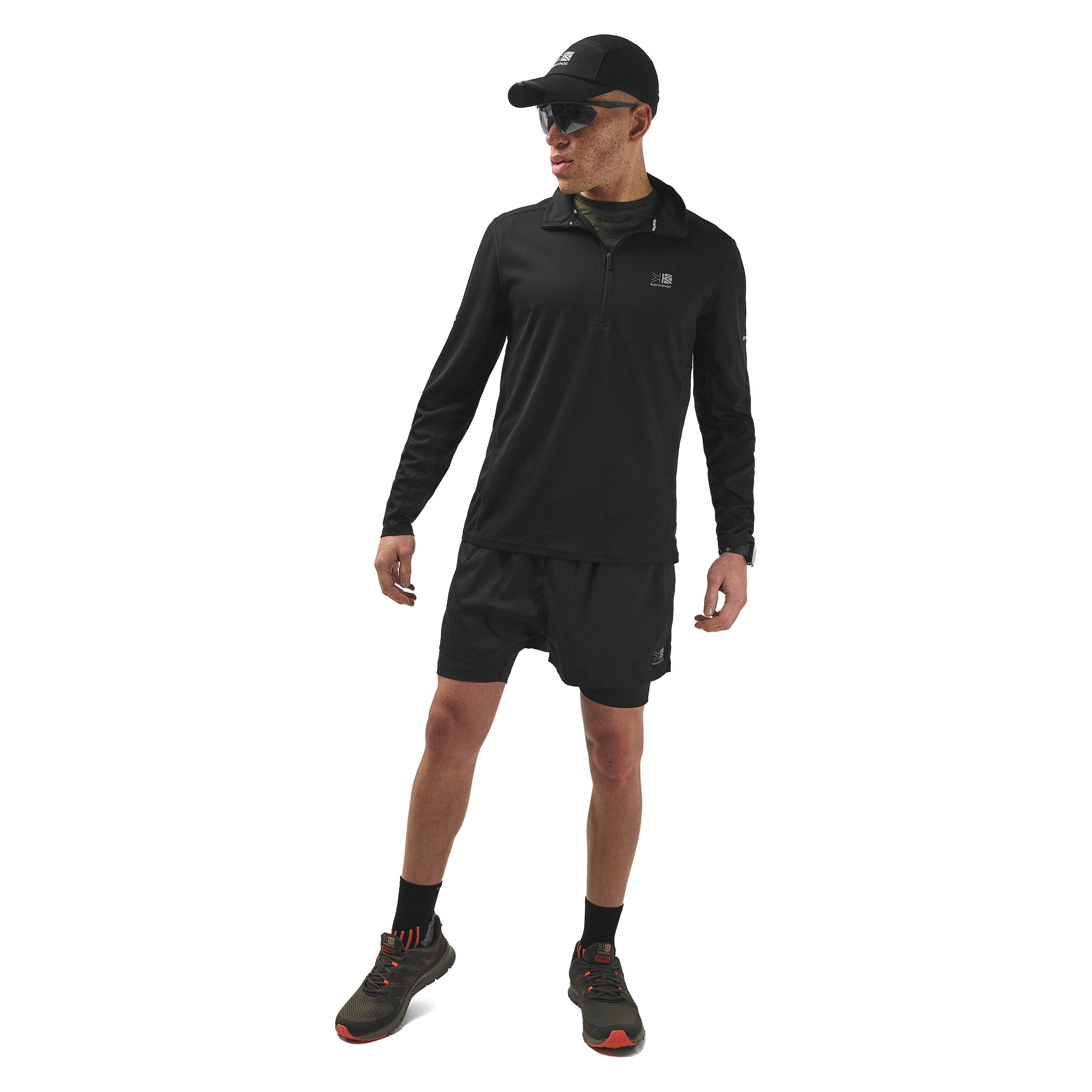 Karrimor Mens Quarter-Zip (Long Sleeve) Performance Top Black