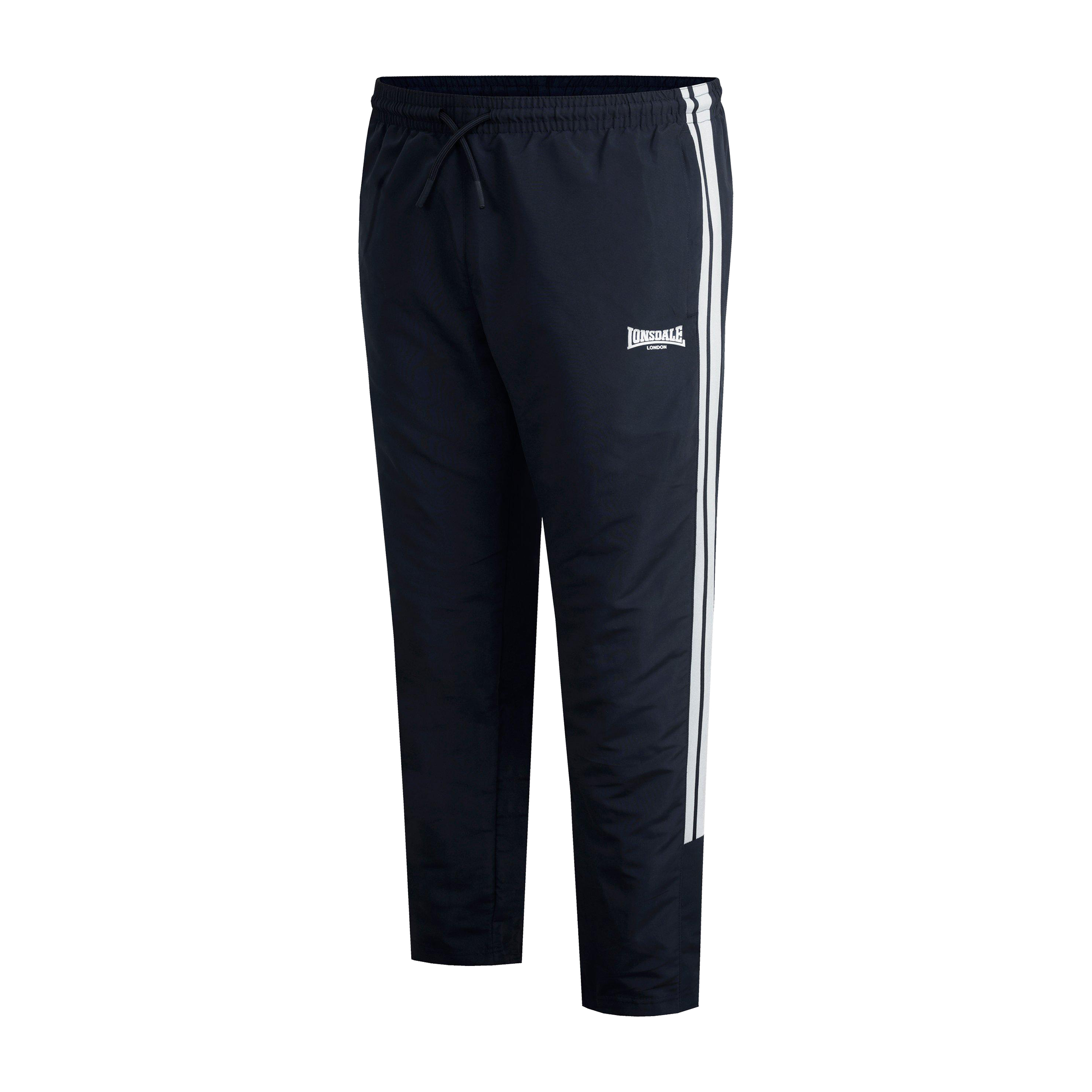 Lonsdale Mens 2 Stripe Open Hem Woven Pants Black | Sports Direct