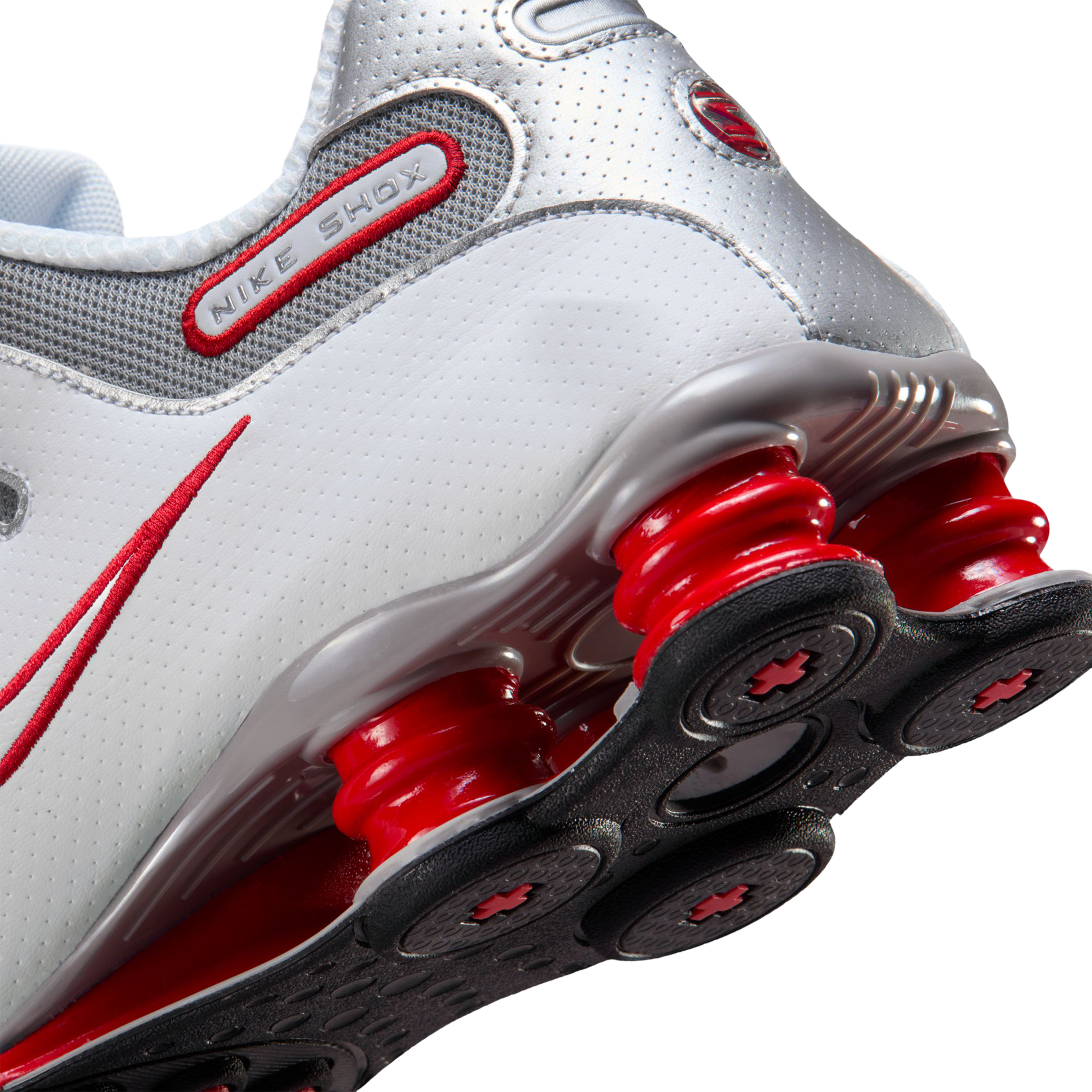 Nike Mens Shox NZ Shoes White/Metallic Silver-Sport Red | Sports