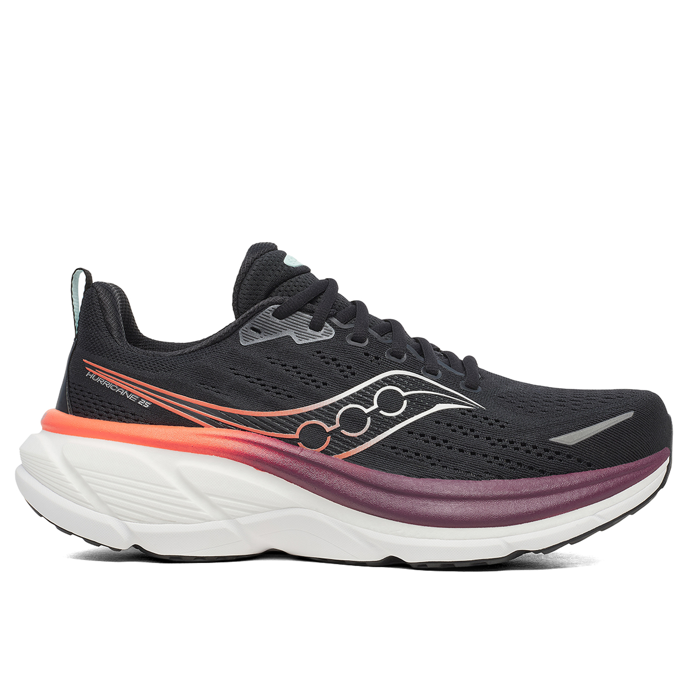 Saucony Mens Hurricane 25 Running Shoes Black/Crimson | Sports