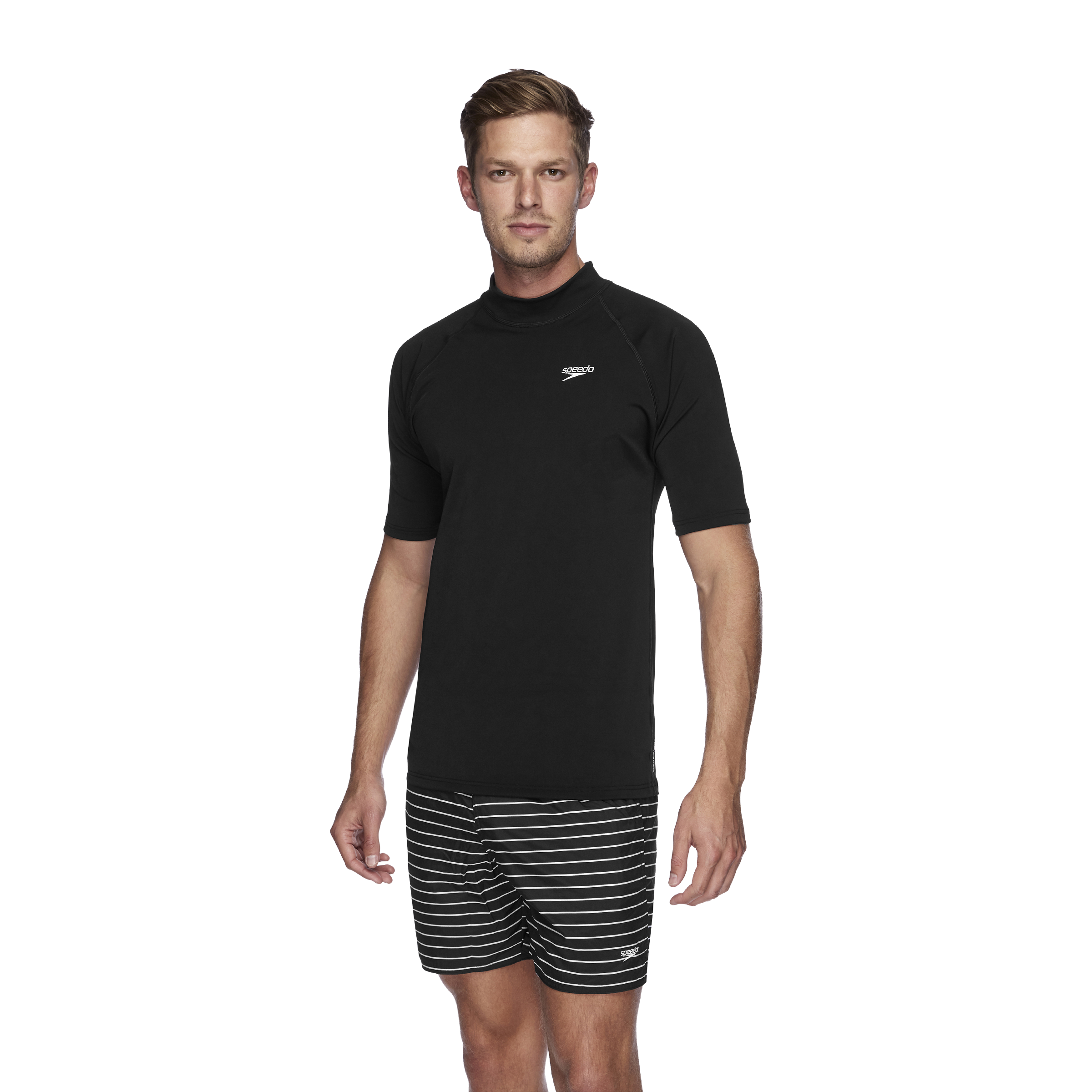 Speedo T-shirt Bagnino A Maniche Corte Uomo - Cotone Con Logo Sul Petto