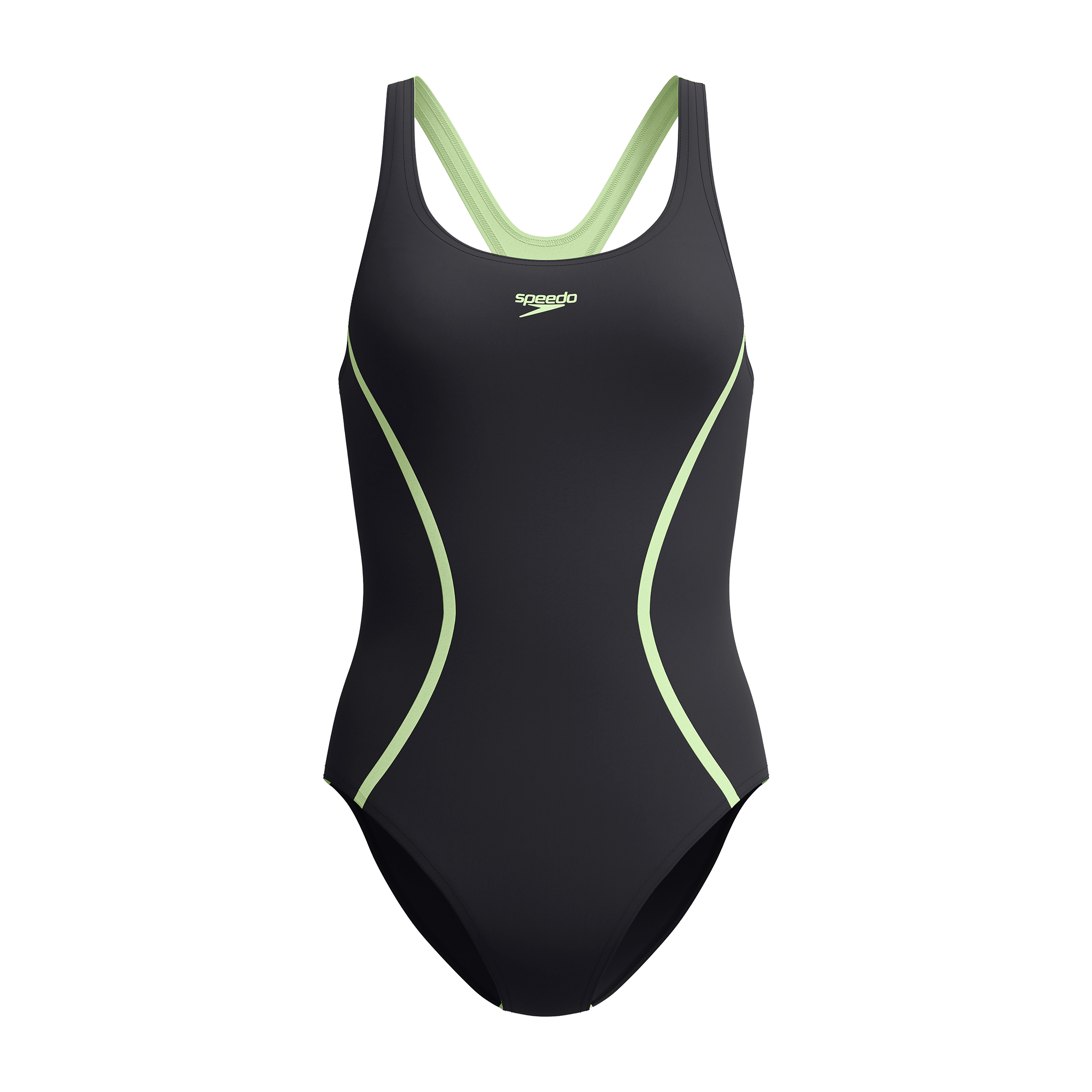 Speedo Womens Solid Splice MDLST One-Piece Swimsuit Anthrcite