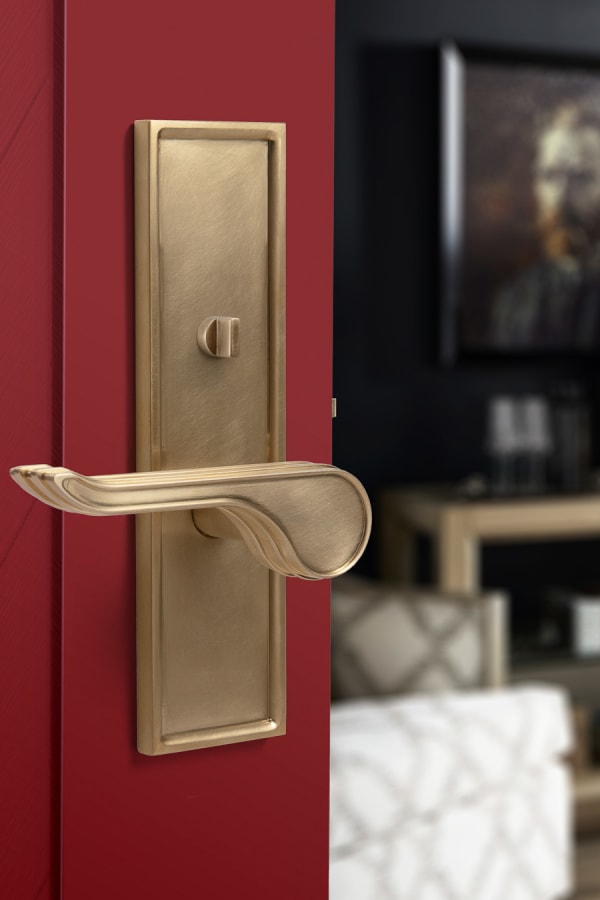 Satin Brass York Door Set with Cylinder Knob – Schoolhouse