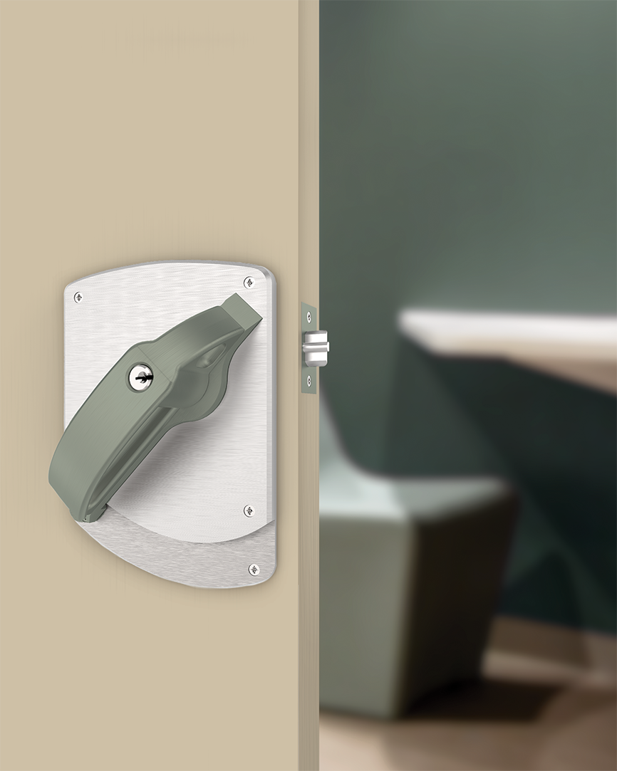Behavioral Healthcare hardware with green cerakote handle