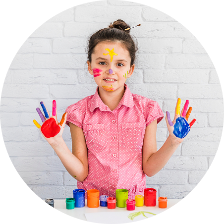 Girl with painted hands