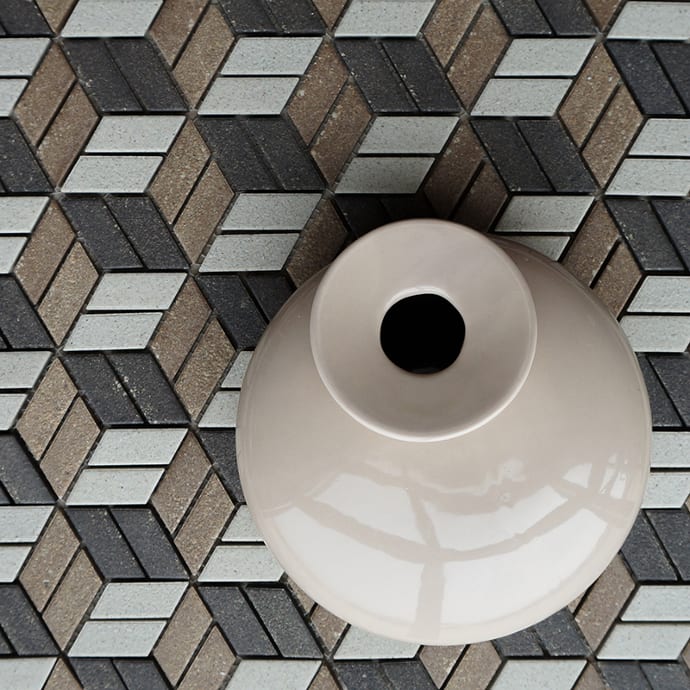 Cube lattice unglazed mosaic