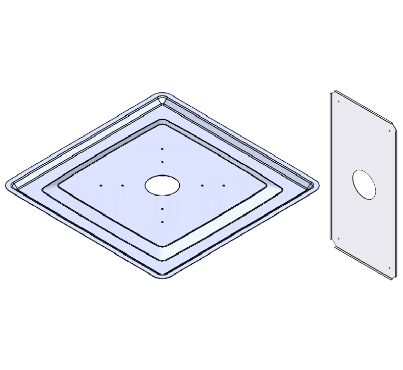 26 Square Beauty Plate w/Backer Plate 12