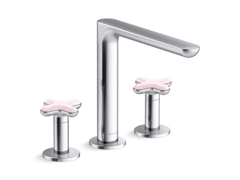 002 Deck-Mount Bath Faucet, Rose Quartz- Polished Chrome