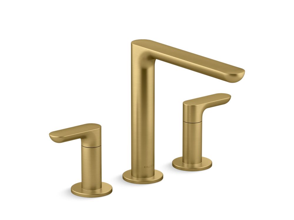 002 Deck-Mount Bath Faucet, Lever Handles- Brushed Moderne Brass