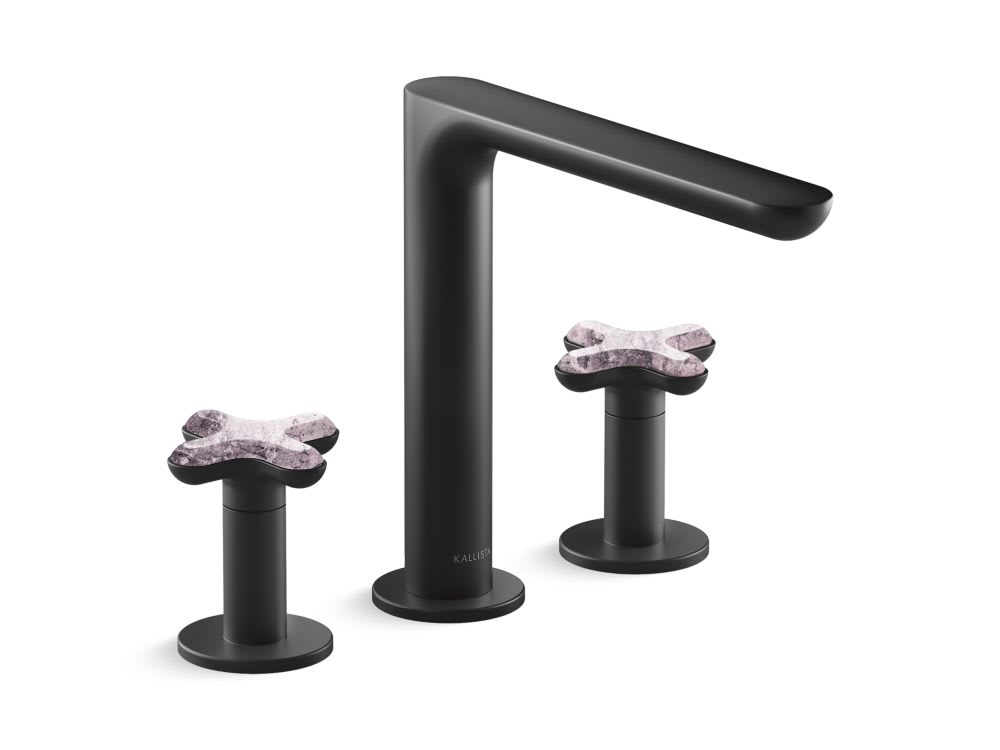 002 Deck-Mount Bath Faucet, Rose Quartz- Matte Black