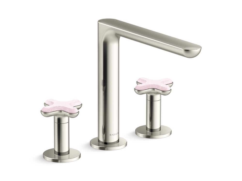 002 Deck-Mount Bath Faucet, Rose Quartz- Brushed Nickel