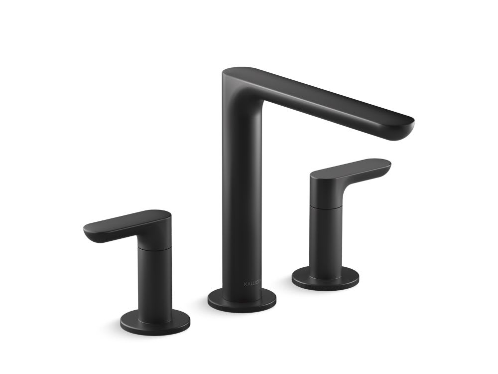 002 Deck-Mount Bath Faucet, Lever Handles- Matte Black