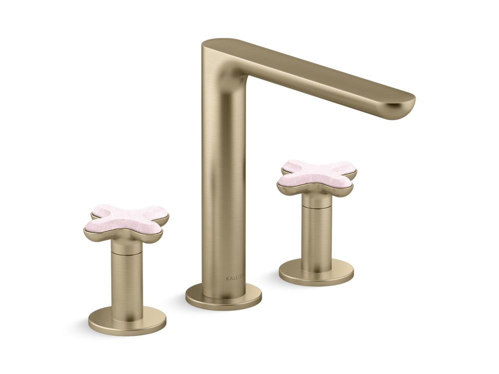 002 Deck-Mount Bath Faucet, Rose Quartz- Brushed French Gold