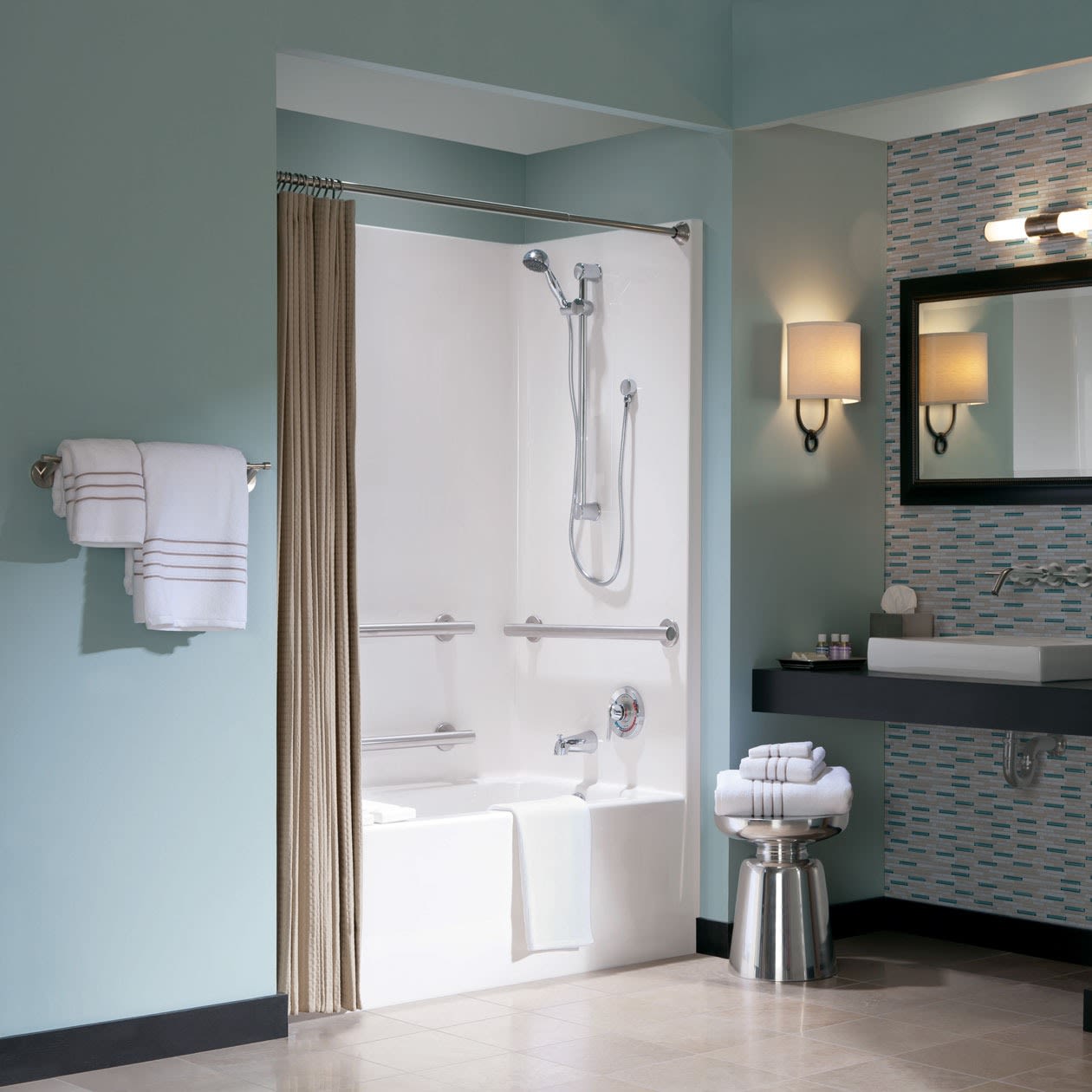 2603SMTE 60 x 32 AcrylX Alcove Drain One-Piece Tub Shower