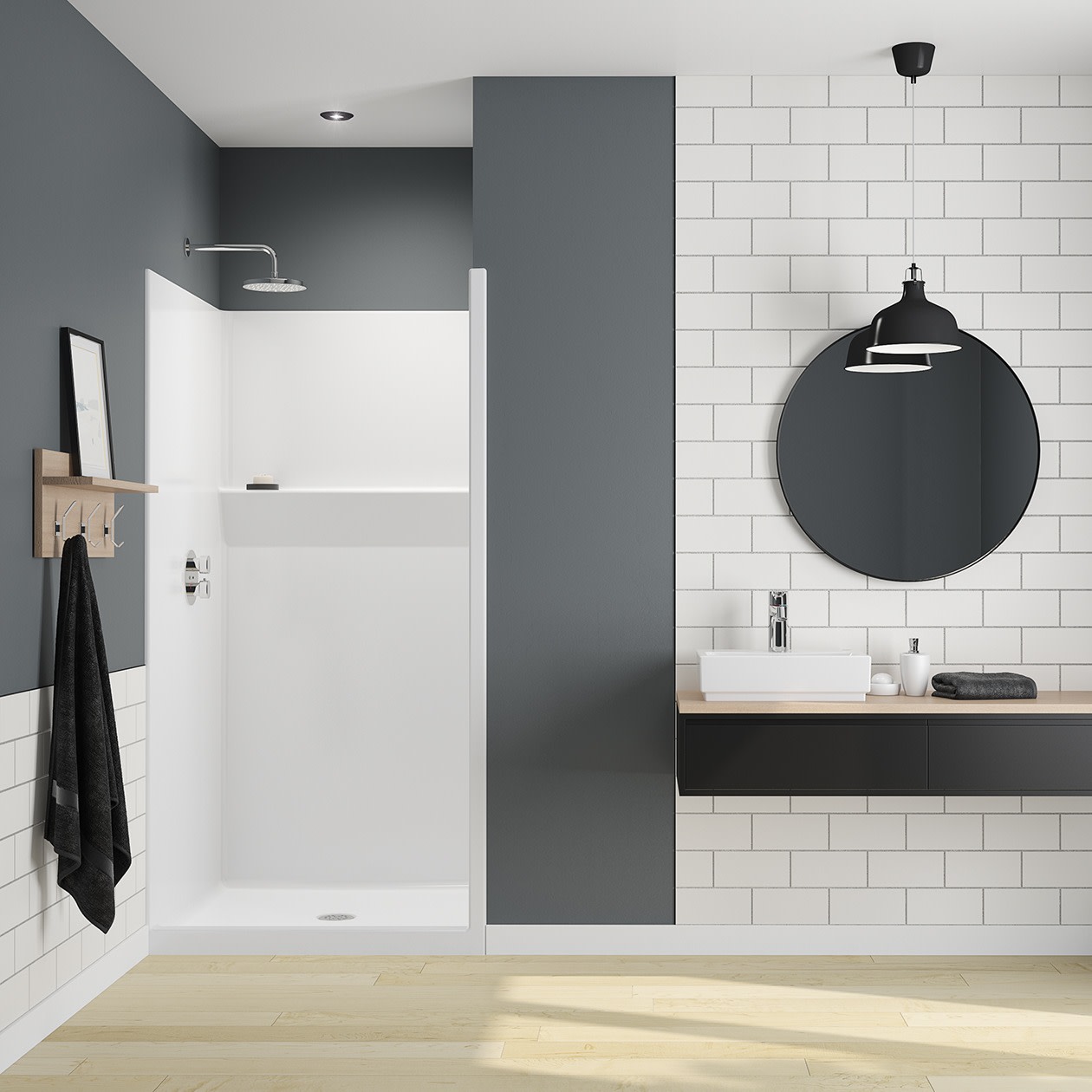 13636FHARFR/L 36 x 36 AcrylX Alcove Center Drain One-Piece Shower