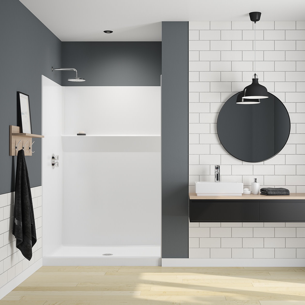 14836FHA 48 x 36 AcrylX Alcove Center Drain One-Piece Shower