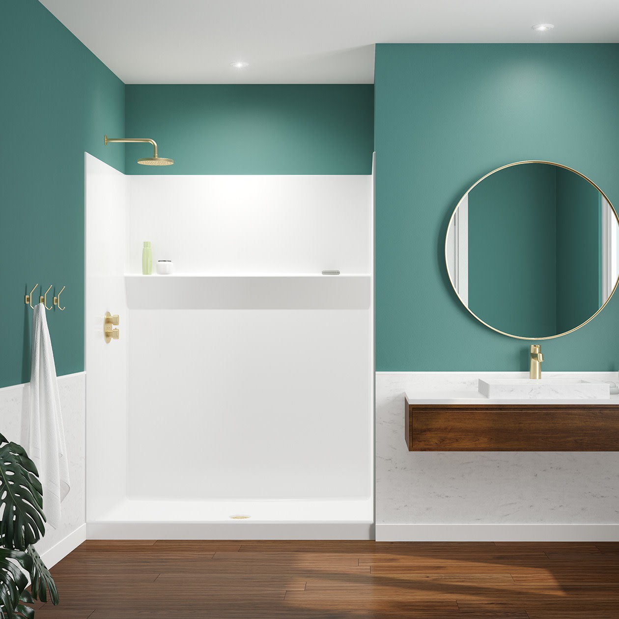 15836FHA 58 x 36 AcrylX Alcove Center Drain One-Piece Shower