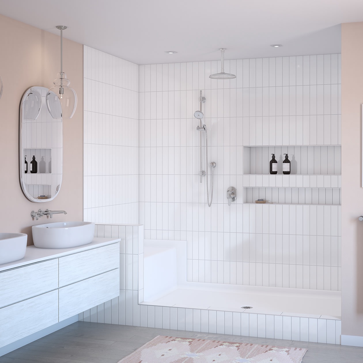 9648SPAN 96 x 48 AcrylX Alcove Center Drain Shower Base
