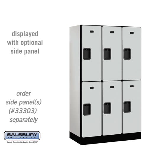 12" Wide Double Tier Designer Wood Locker - 3 Wide - 5 Feet High - 18 Inches Deep - Gray - Hasps