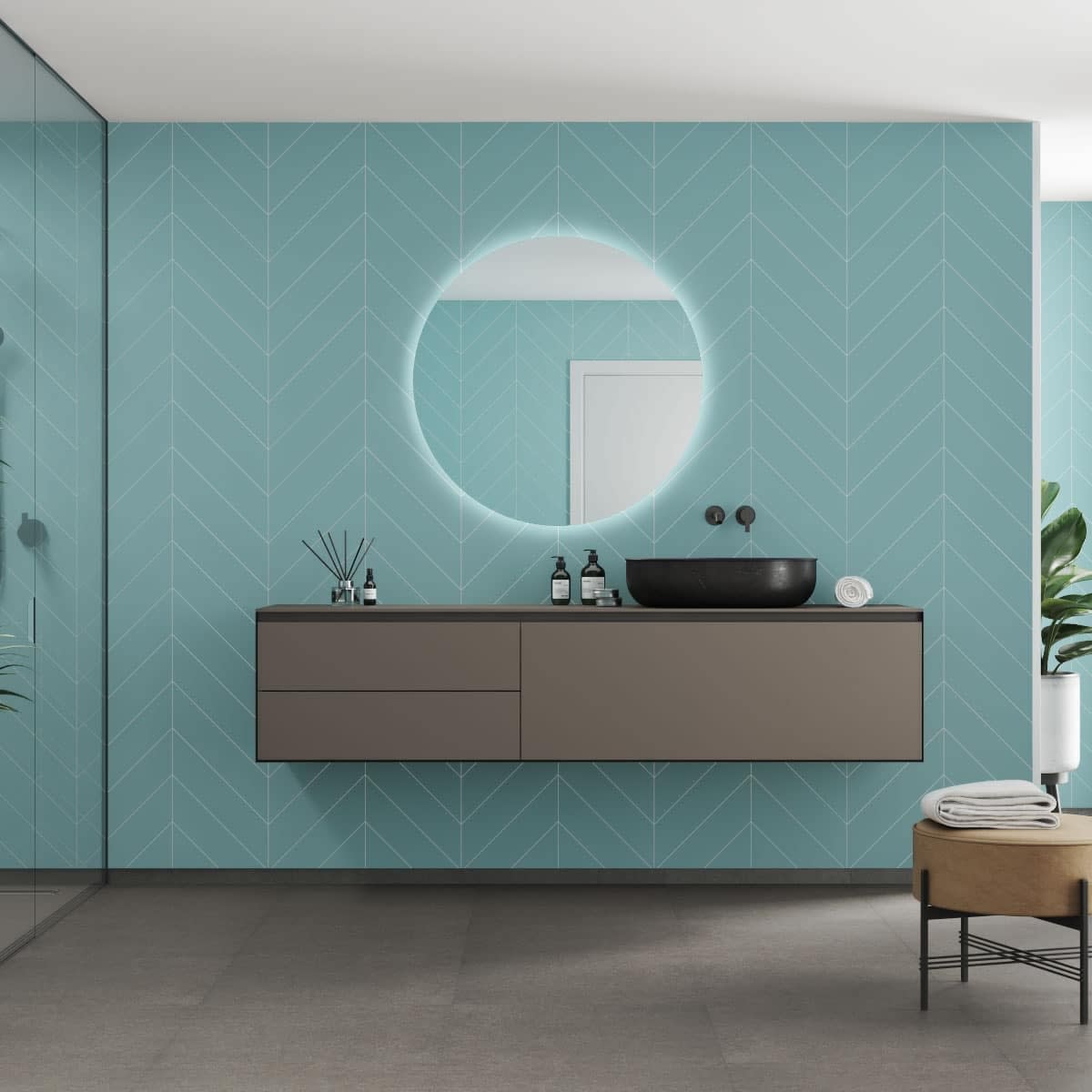 Aqua Mint - Chevron Pattern