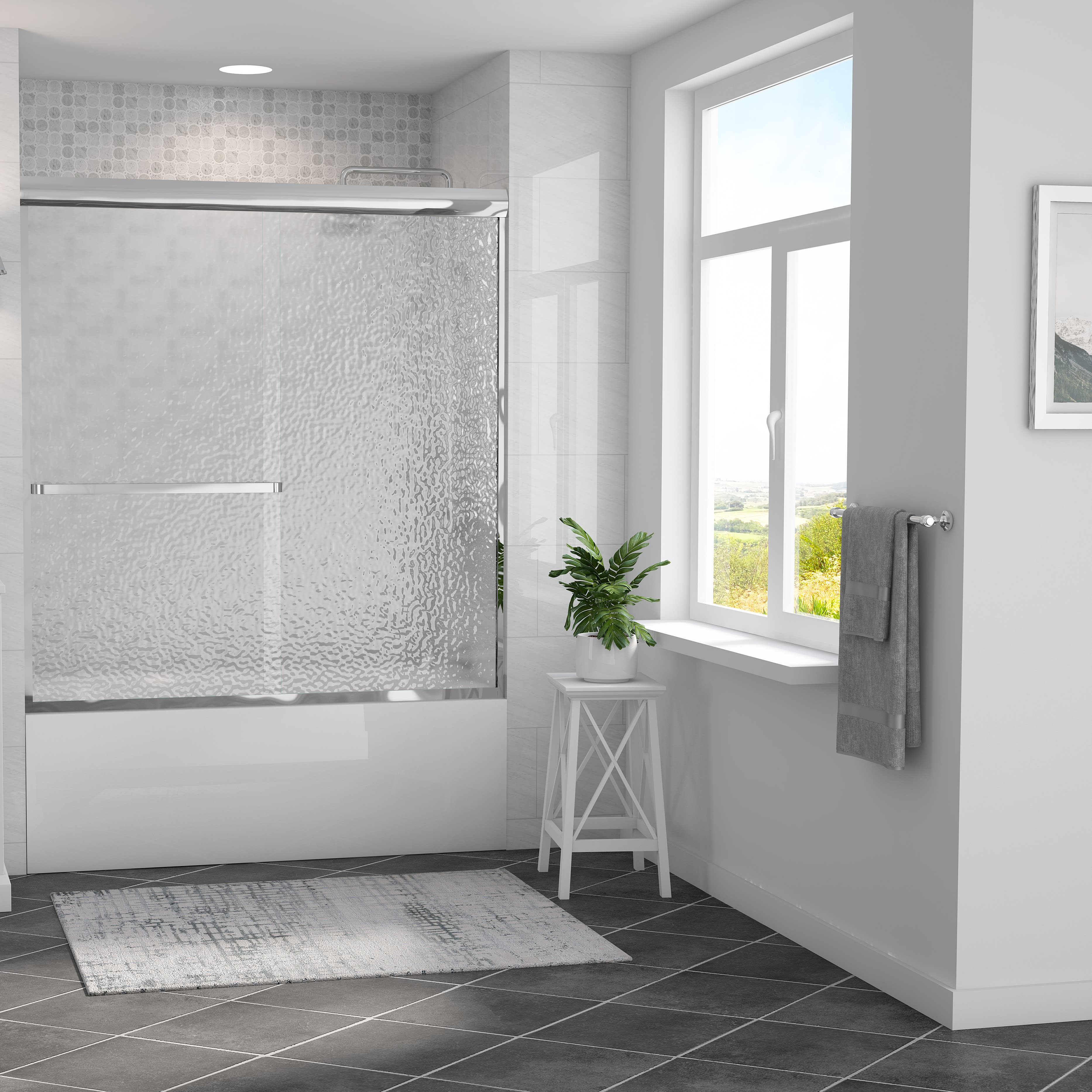 Semi-Framed Sliding Tub Door