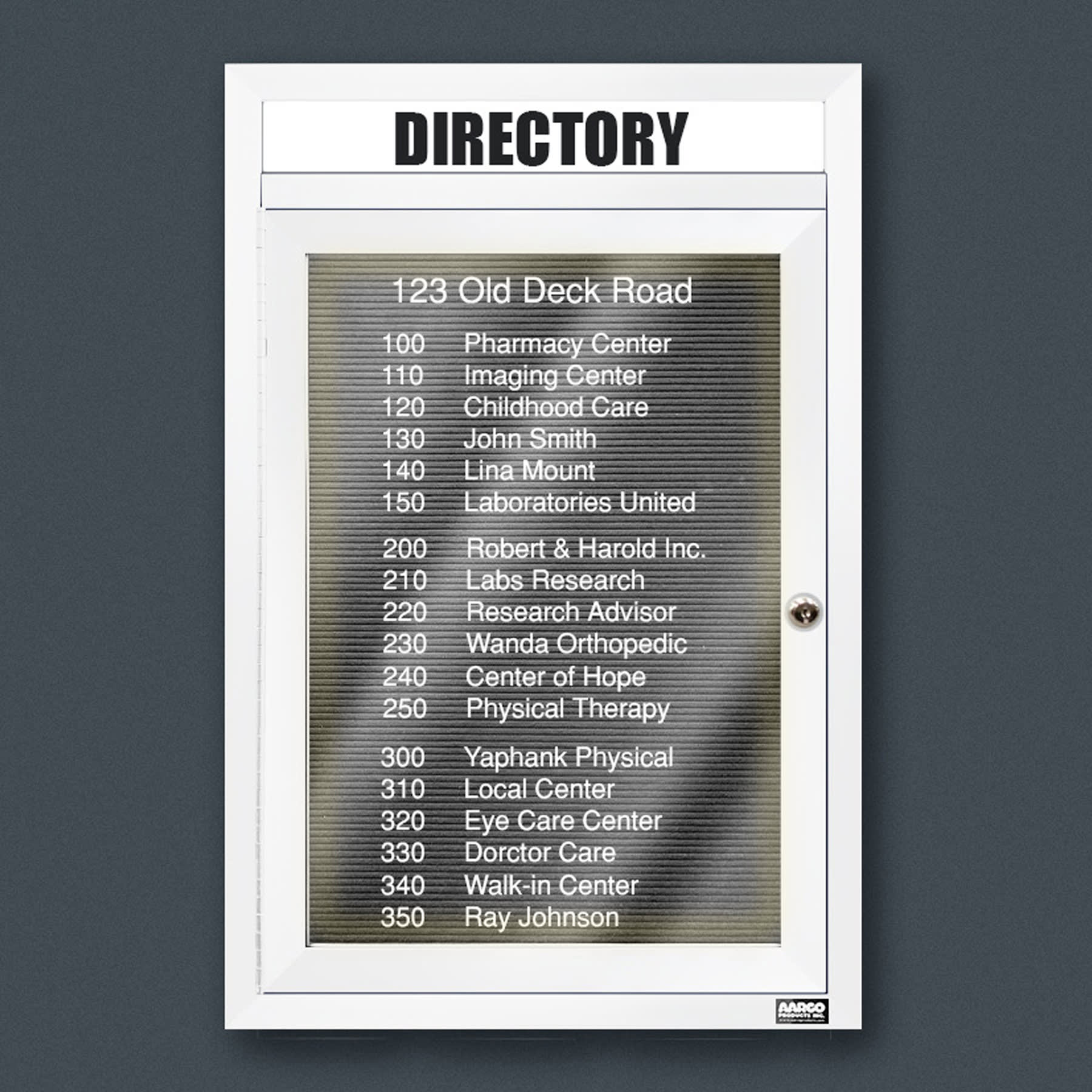 ADC Illuminated Enclosed Directory Cabinet With Header