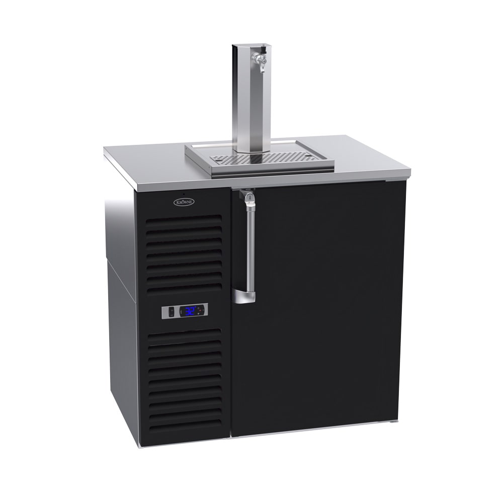 36" One-Door Direct Draw Cooler - Compressor on Left, Black Vinyl Door
