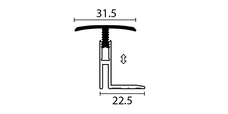 12-17mm T Section Profile - Polished Stainless Aluminium