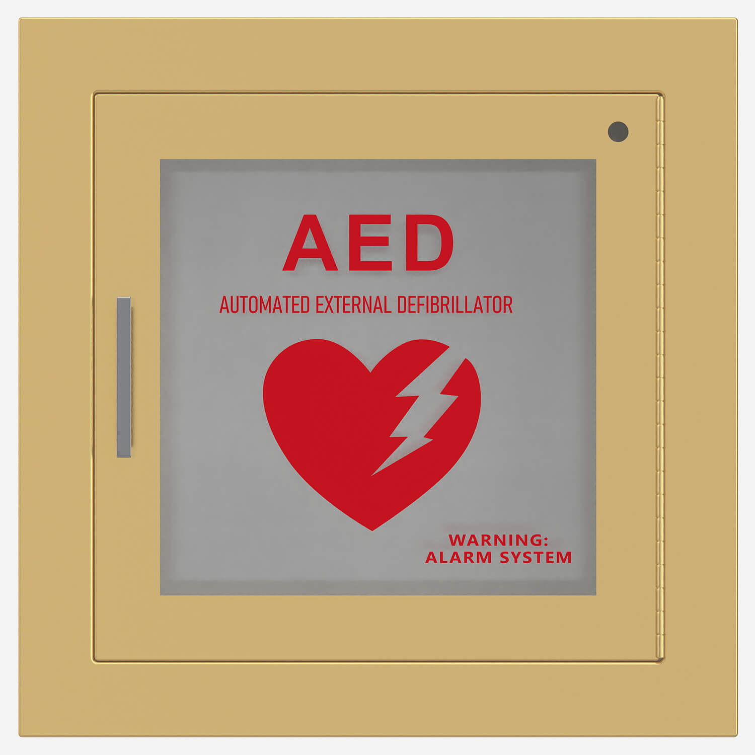 1-1/4" Square Trim Semi-Recessed 14" x 14" AED Cabinet with Brass Trim and Door