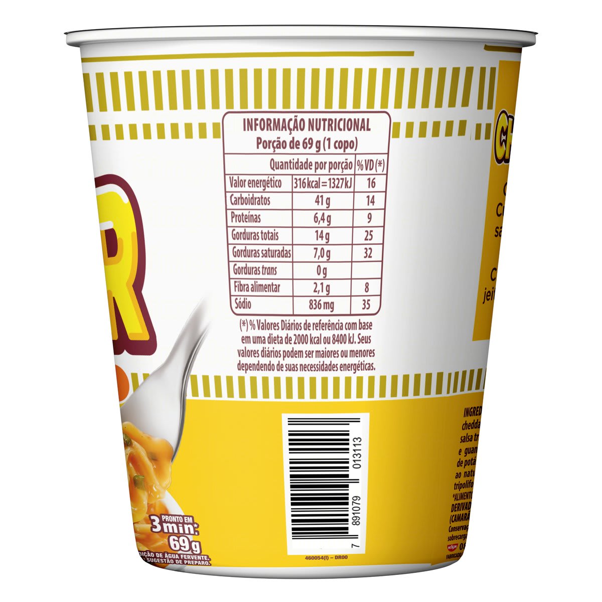 Macarrão Instantâneo Queijo Cheddar Nissin Cup Noodles Copo 69g CX C