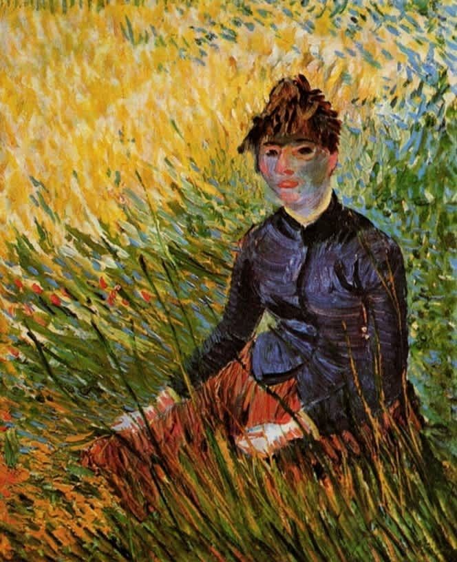 Mujer sentada en la hierba. Vincent Van Gogh