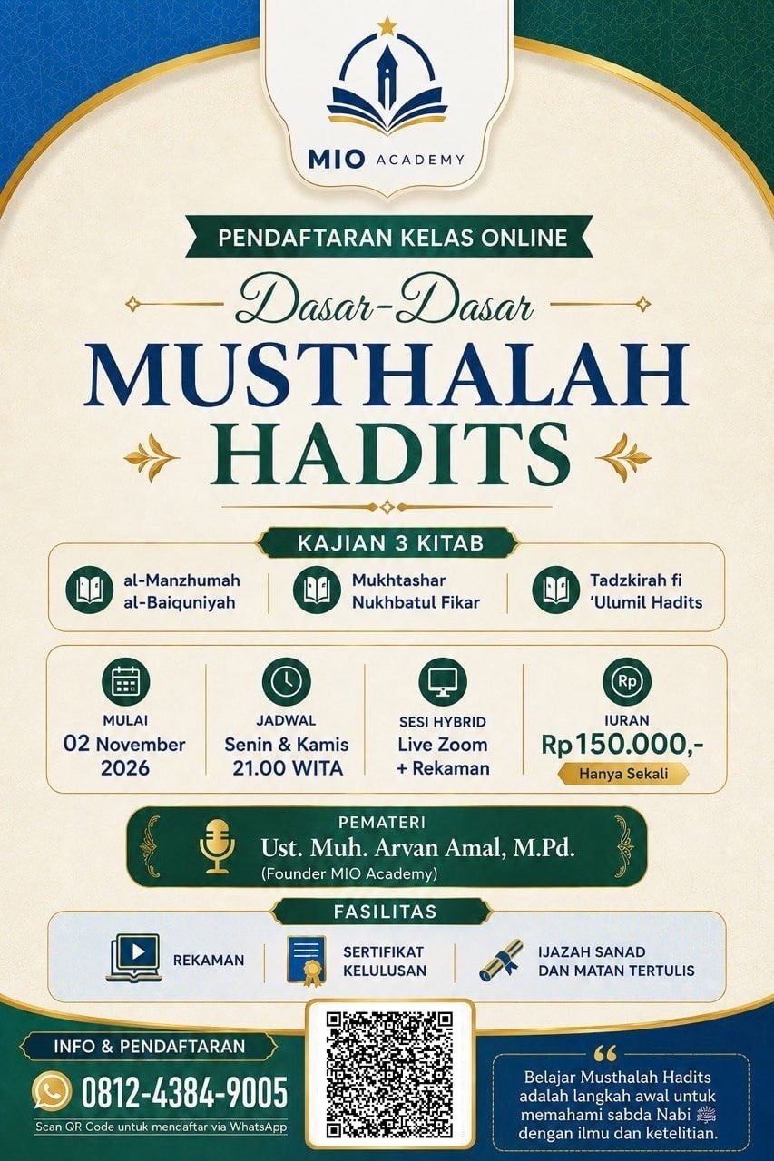 Dasar-Dasar Musthalah Hadits (Mulai 2 November 2026)
