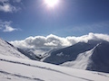 Looking south from the top of Aonach Mor towards the Mamores.