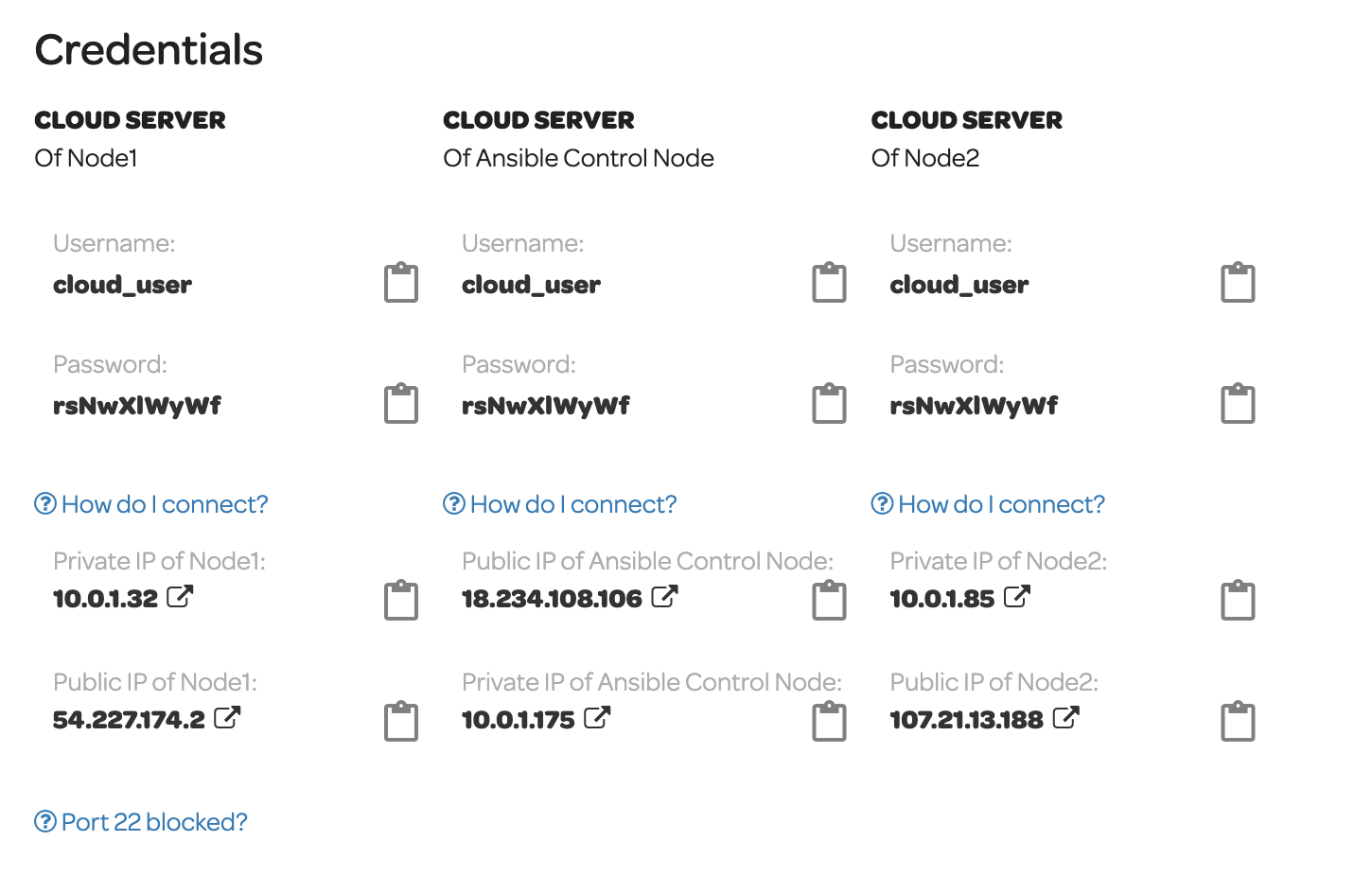 Writing Your First Ansible Playbook Server Credentials for Hands-On Lab
