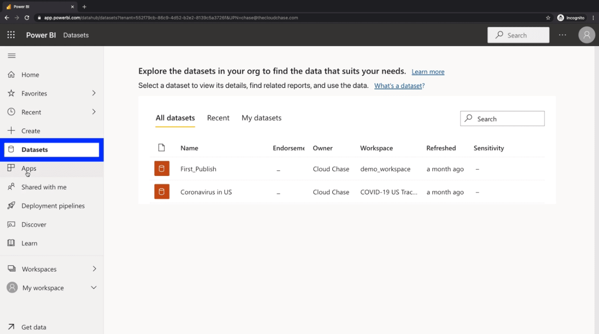 power bi datasets