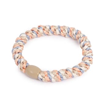 Hårstrikk Tuttifrutti korall/blå/grå