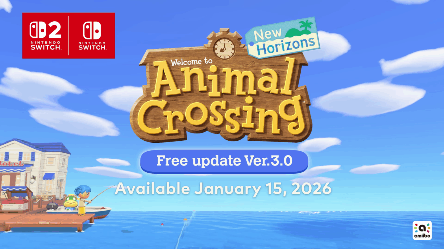 Animal Crossing New Horizons Version 3.0 title screen