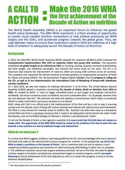 A CALL TO ACTION : MAKE THE 2016 WHA THE FIRST ACHIEVEMENT OF THE ...