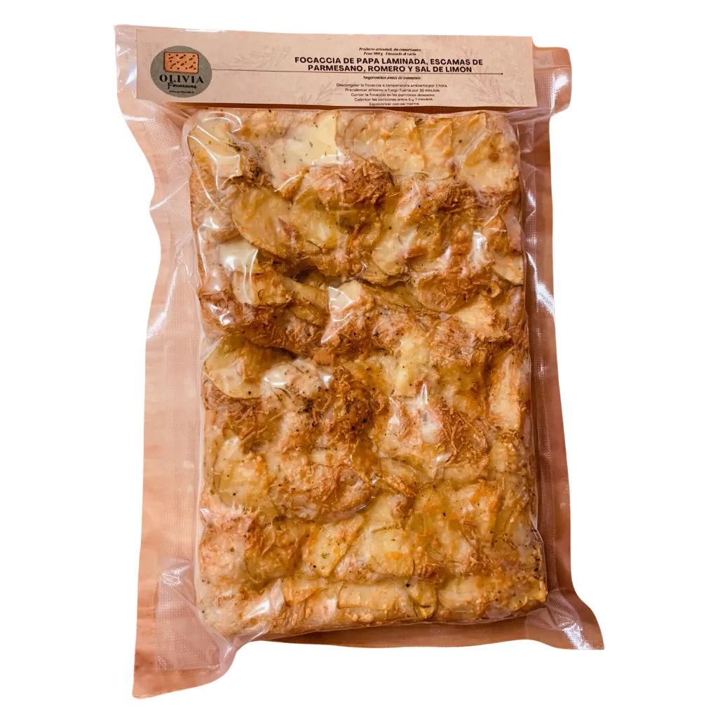 Foaccia de papa, romero, parmesano y sal de limón 