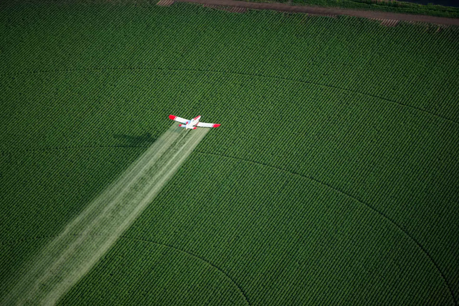 Crop duster spraying pesticides.