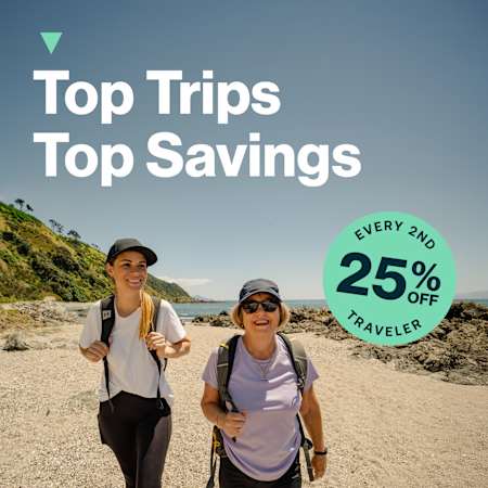 Active Adventures 25% off second guest offer on Top Trips