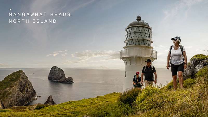 Active Adventures guests Hiking at Mangawhai Heads, North Island New Zealand