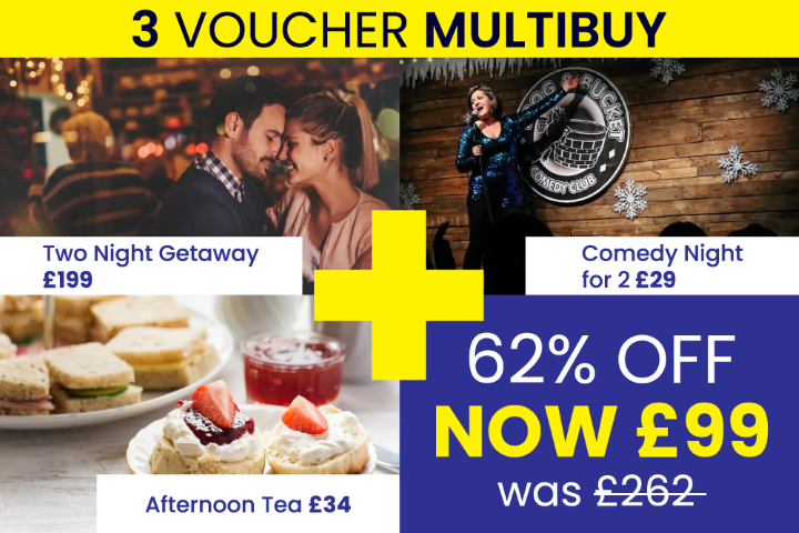 Stay, Laugh & Indulge – 3 Voucher Multibuy