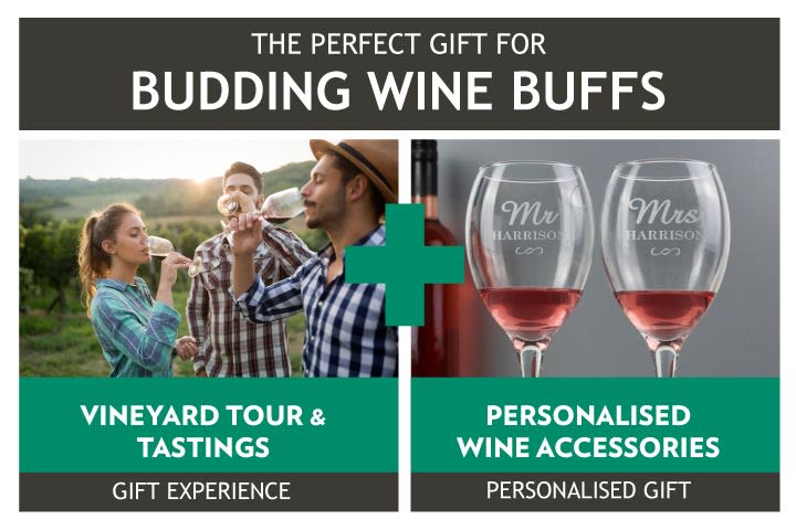 Vineyard Tour and Tasting for Two & Personalised Wine Accessories