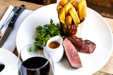 Steak Dining with a Bottle of Wine for Two The Chapter Collection London